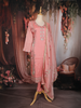 Peach Pink Floral Embroidered Tissue Organza Salwar Suit with Dupatta