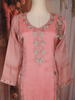 Peach Pink Floral Embroidered Tissue Organza Salwar Suit with Dupatta