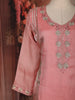 Peach Pink Floral Embroidered Tissue Organza Salwar Suit with Dupatta