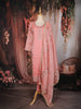 Peach Pink Floral Embroidered Tissue Organza Salwar Suit with Dupatta