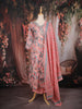 Peach Pink Floral Printed Cotton Salwar Suit with Dupatta