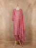 Peach Pink Floral Printed Cotton Salwar Suit with Dupatta