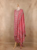 Peach Pink Floral Printed Cotton Salwar Suit with Dupatta