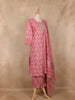 Peach Pink Floral Printed Cotton Salwar Suit with Dupatta
