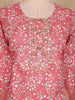 Peach Pink Floral Printed Cotton Salwar Suit with Dupatta