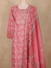 Peach Pink Floral Printed Cotton Salwar Suit with Dupatta