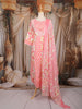 Peach Pink Floral Printed Design Cotton Anarkali Salwar Suit with Dupatta