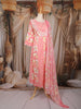Peach Pink Floral Printed Design Cotton Anarkali Salwar Suit with Dupatta