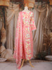 Peach Pink Floral Printed Design Cotton Anarkali Salwar Suit with Dupatta