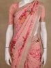 Peach Pink Floral Printed Design Georgette Saree