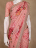 Peach Pink Floral Printed Design Georgette Saree