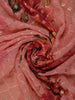 Peach Pink Floral Printed Design Georgette Saree