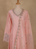 Peach Pink Floral Sequins Embroidery Silk Cotton Salwar Suit