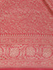 Peach Pink Floral Woven Design Pure Banarasi Saree