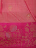 Peach Pink Floral Woven Design Pure Kanchipuram Silk Saree with Contrast Floral Zari Border