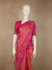 Peach Pink Floral Woven Design Pure Kanchipuram Silk Saree with Contrast Floral Zari Border