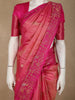 Peach Pink Floral Woven Design Pure Kanchipuram Silk Saree with Contrast Floral Zari Border