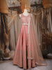 Peach Pink Heavy Sequins Embroidered Design Banarasi Silk Gown With Net Dupatta