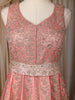 Peach Pink Heavy Sequins Embroidered Design Banarasi Silk Gown With Net Dupatta