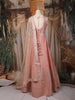 Peach Pink Heavy Sequins Embroidered Design Banarasi Silk Gown With Net Dupatta
