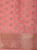 Peach Pink Leaf Butta Design Chiffon Saree