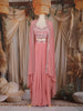 Peach Pink Mirror Embroidered Design Georgette Skirt Top with Cape Jacket
