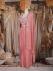 Peach Pink Mirror Embroidered Design Georgette Skirt Top with Cape Jacket