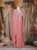Peach Pink Mirror Embroidered Design Georgette Skirt Top with Cape Jacket