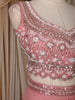 Peach Pink Mirror Embroidered Design Georgette Skirt Top with Cape Jacket