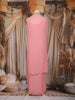 Peach Pink Mirror Embroidered Design Georgette Skirt Top with Cape Jacket
