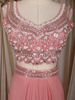 Peach Pink Mirror Embroidered Design Georgette Skirt Top with Cape Jacket