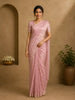 Pink and Gold Striped Design Semi Tussar Saree