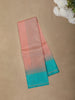 Peach Pink Striped Woven Design Kanchipuram Silk Saree with Contrast Border