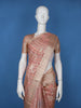 Peach Pink Striped Design Semi Tussar Saree with Contrast Pallu