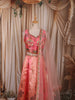 Peach Pink Traditional Motif Printed and Stone Embellished Design Tussar Silk Festive Lehenga with Matching Dupatta