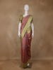 Peach Pink Zigzag Design Tussar Silk Saree With Contrast Border