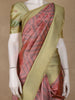 Peach Pink Zigzag Design Tussar Silk Saree With Contrast Border