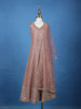 Peach Pink Zigzag Sequins Design Kids Georgette Gown