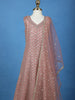 Peach Pink Zigzag Sequins Design Kids Georgette Gown