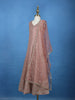 Peach Pink Zigzag Sequins Design Kids Georgette Gown