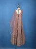Peach Pink Zigzag Sequins Design Kids Georgette Gown