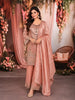 Peach Rose Gold Geometric Sequins and Beads Embroidered Design Tissue Silk Palazzo Suit with Matching Dupatta