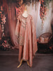 Peach Rose Gold Geometric Sequins and Beads Embroidered Design Tissue Silk Palazzo Suit with Matching Dupatta