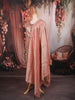 Peach Rose Gold Geometric Sequins and Beads Embroidered Design Tissue Silk Palazzo Suit with Matching Dupatta