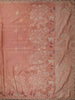 Peach Rose Floral Embroidered Design Satin Saree with Designer Border