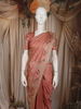 Peach Rose Floral Embroidered Design Satin Saree with Designer Border