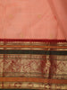Soft Peach Butta Zari Woven Design Pure Kanchipuram Silk Saree with Contrast Varisai Pattu Border