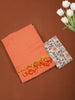 Peach Solid Design Cotton Casual Wear Saree with Kalamkari Blouse