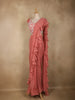 Peach Thread Embroidered Design Georgette Ready To Wear Saree with Designer Blouse