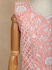 Peach Thread and Sequins Embroidered Design Kids Net Lehenga